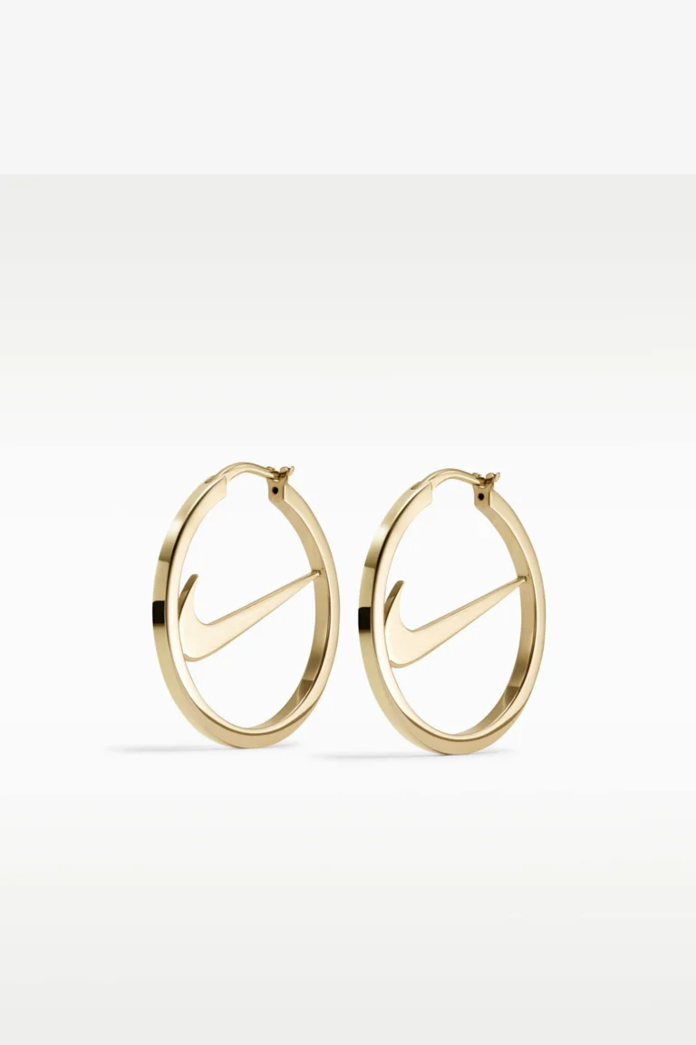 Nike Swoosh Hoop Earrings 18K Gold Vermeil JJ1936-703