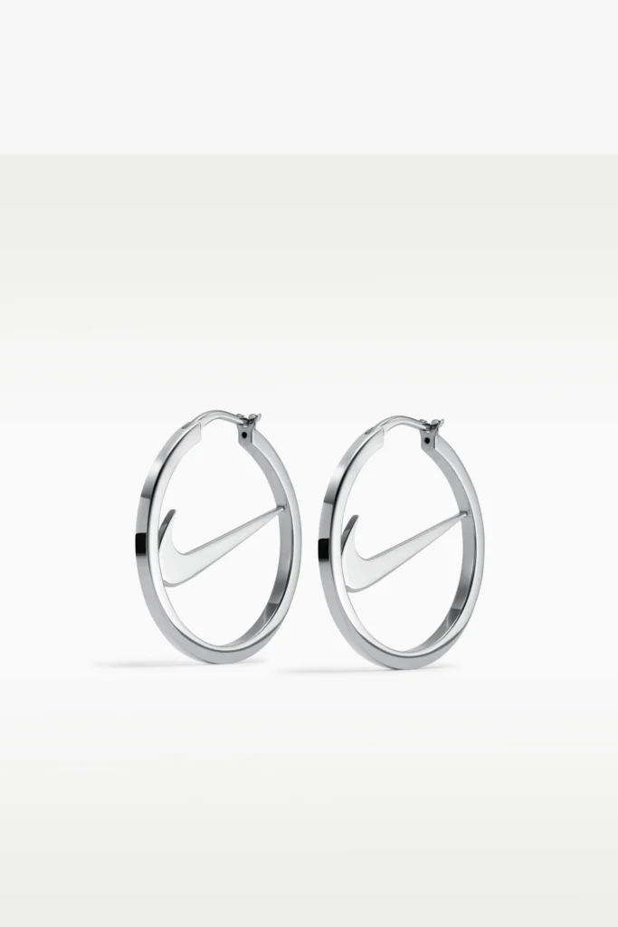 Nike Swoosh Hoop Earrings White Rhodium JJ1892-011