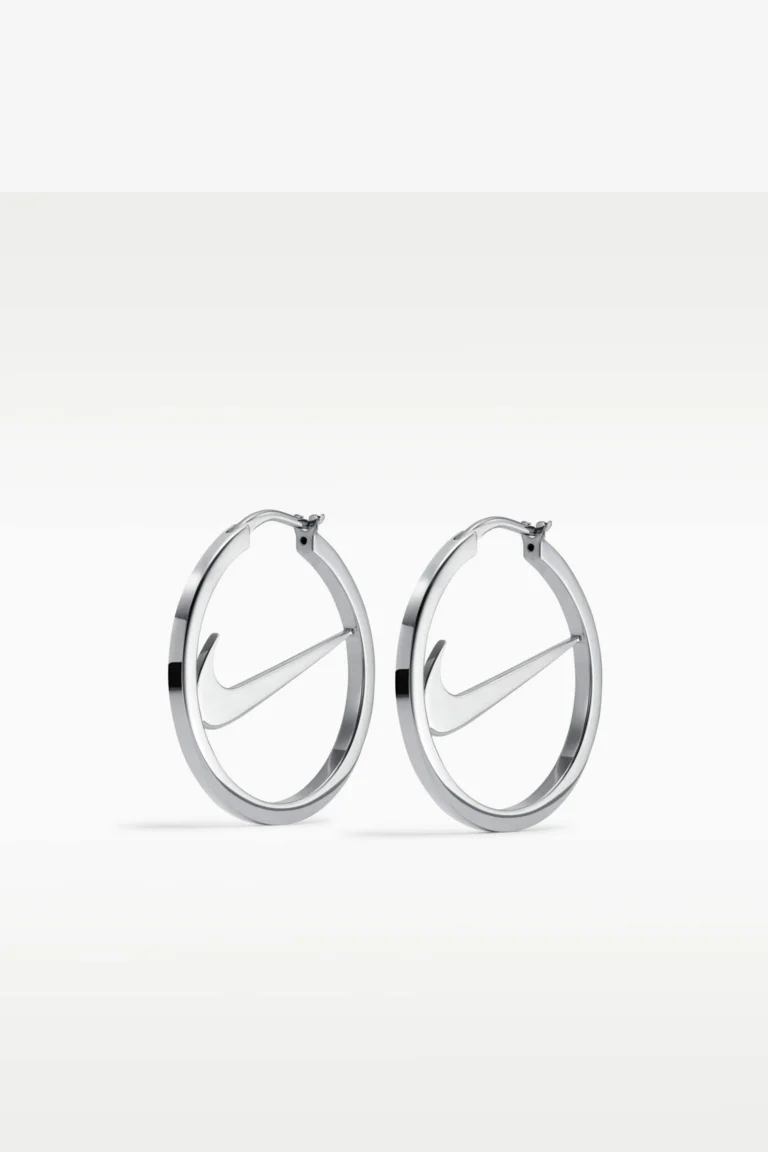 Nike Swoosh Hoop Earrings White Rhodium JJ1892-011