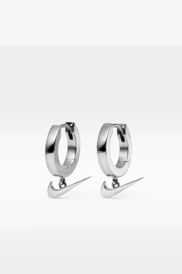 Nike Swoosh Huggie Earrings White Rhodium JJ1893-011