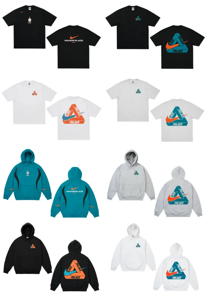 Palace x Nike Manor Place Collection Tees and Hoodies