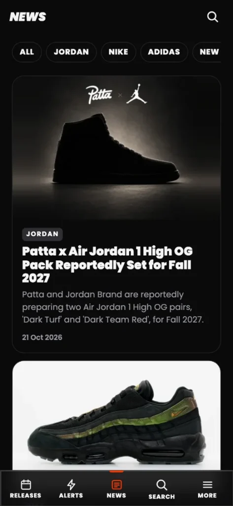 SNKREMPIRE sneaker app: sneaker news feed